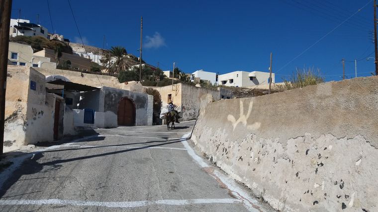 Akrotiri village on the south of Santorini, close to the archaeological site that constrains excavation across the area